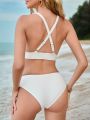 SHEIN Swim Chicsea Women's Solid Color Swimwear Set