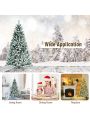 Costway 6ft Pre-lit Snow Flocked Hinged Christmas Tree w/ 928 Tips & Metal Stand