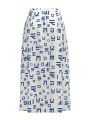 EDUVISMO ART Women's Printed Full-length High Slit Maxi Skirt