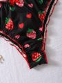 Women's Strawberry Pattern Bow Tie Triangle Underwear