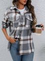 SHEIN Essnce Women's Plaid Long Sleeve Shirt Jacket