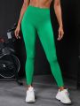 Yoga Basic Solid Wide Waistband Scrunch Butt Sports Leggings