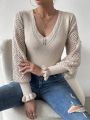 SHEIN LUNE Elegant Lantern Sleeve Sweater For Women