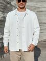 SHEIN Men Plus Solid Button Front Shacket