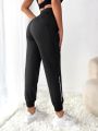 SHEIN Street Sport Rhinestone Detail Drawstring Waist Sports Pants