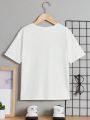 SHEIN Tween Boys' Casual Comfortable Plain Short Sleeve T-Shirt