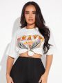 SHEIN SXY Women's Eagle & Letter Print T-Shirt