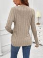 SHEIN LUNE Solid Color Ribbed Casual Women's Sweater