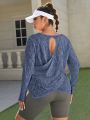 Plus Geo Print Wrap Cross Cut Out Back Sports Tee