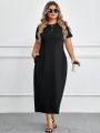 SHEIN CURVE+ Plus Size Women's T-Shirt Dress With Pockets