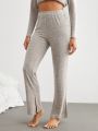 SHEIN Leisure Elastic Waist, Split Hem Home Wear Bottoms