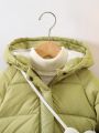 Girls' Shoulder-strap Bag & Hooded Padded Coat With Raglan Sleeves