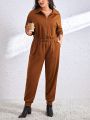 SHEIN Essnce Ladies Plus Size Mermaid Knitted Long Sleeve Jumpsuit