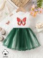 Baby Girls' Butterfly Embroidery Mesh Patchwork Dress