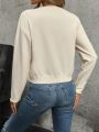 Heart Striped Drop Shoulder Casual Sweater Pullover