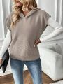 SHEIN Essnce Kangaroo Pocket Hooded Sweater Vest