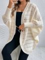 SHEIN Frenchy Striped Pattern Batwing Sleeve Duster Cardigan