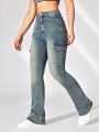 Women's Workwear Flared Jeans With Pockets