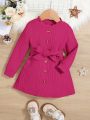 SHEIN Baby Girl Knitted Casual Long Sleeve Belted Dress Thin