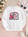 Girls' (big) Sweatshirt With Slogan Print, Long Sleeve