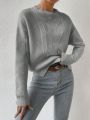 SHEIN Essnce Women's Oversized Drop Shoulder Long Sleeve Sweater