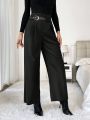 SHEIN Essnce Women's Solid Color Suit Pants