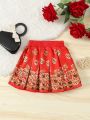 Baby Girls' Lovely And Romantic Red Skirt With Bear Print For Spring/Summer