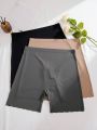 Women'S Plus Size Solid Color Elastic Waist Panties (3pcs/Pack)