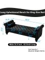 82 Inch End of Bed Bench with 2 Pillows Rolled Armed Ottoman Bench Velvet Bench Button Tufted Sofa Bench Upholstered Bench for Entryway, Living Room and Window