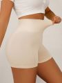 2pcs/Set Women'S Seamless Knit Shapewear Shorts In Apricot