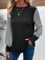 Women's Patchwork Striped Long-sleeved T-shirt