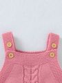 Baby Girl Button Detail Cable Knit Jumpsuit