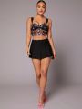 LOVING U Floral Embroidered Sheer Bustier Top