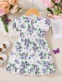 Baby Girls' Floral Print Short Sleeve Dress