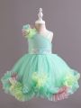 Little Girls' Asymmetrical Neckline Sequined Waist Tulle Party Dress