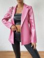 Solid Color Pointed Collar Blazer Jacket