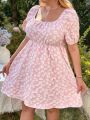 Plus Size Women'S Floral Jacquard Dress