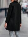 SHEIN LUNE Women's Notch Lapel Single Breasted Woolen Coat