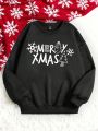 Plus Christmas Print Drop Shoulder Sweatshirt