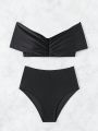 SHEIN Swim Chicsea Off-the-shoulder Ruffled Bikini Set