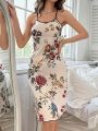 Flower Pattern Printed Cami Sleepwear Nightgown