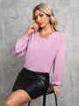 SHEIN Tall Solid Lantern Sleeve Blouse