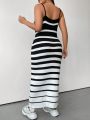 Plus Striped Pattern Cami Sweater Dress