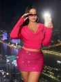 SHEIN ICON Plus Size Sparkling Skirt