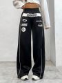 SHEIN Coolane Black Racing Print Motorcycle Sweatpants