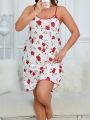 Romantic And Elegant Floral Pattern Plus Size Suspender Nightgown