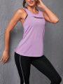 Women's 2 in 1 Tank Top With Open Back And Contrasting Color Sports Pants