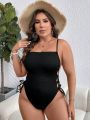 Plus Lace Up Side One Piece Swimsuit