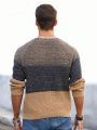 Men's Color Block Round Neck Long Sleeve Sweater