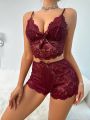 Floral Lace Bow Front PJ Set